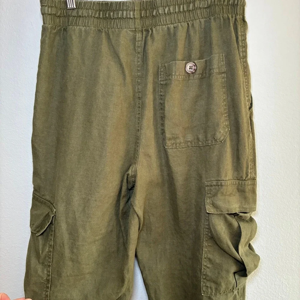 Cotton On Linen Cargo Pants Women Small Olive Green Utility Minimalist Gorpcore